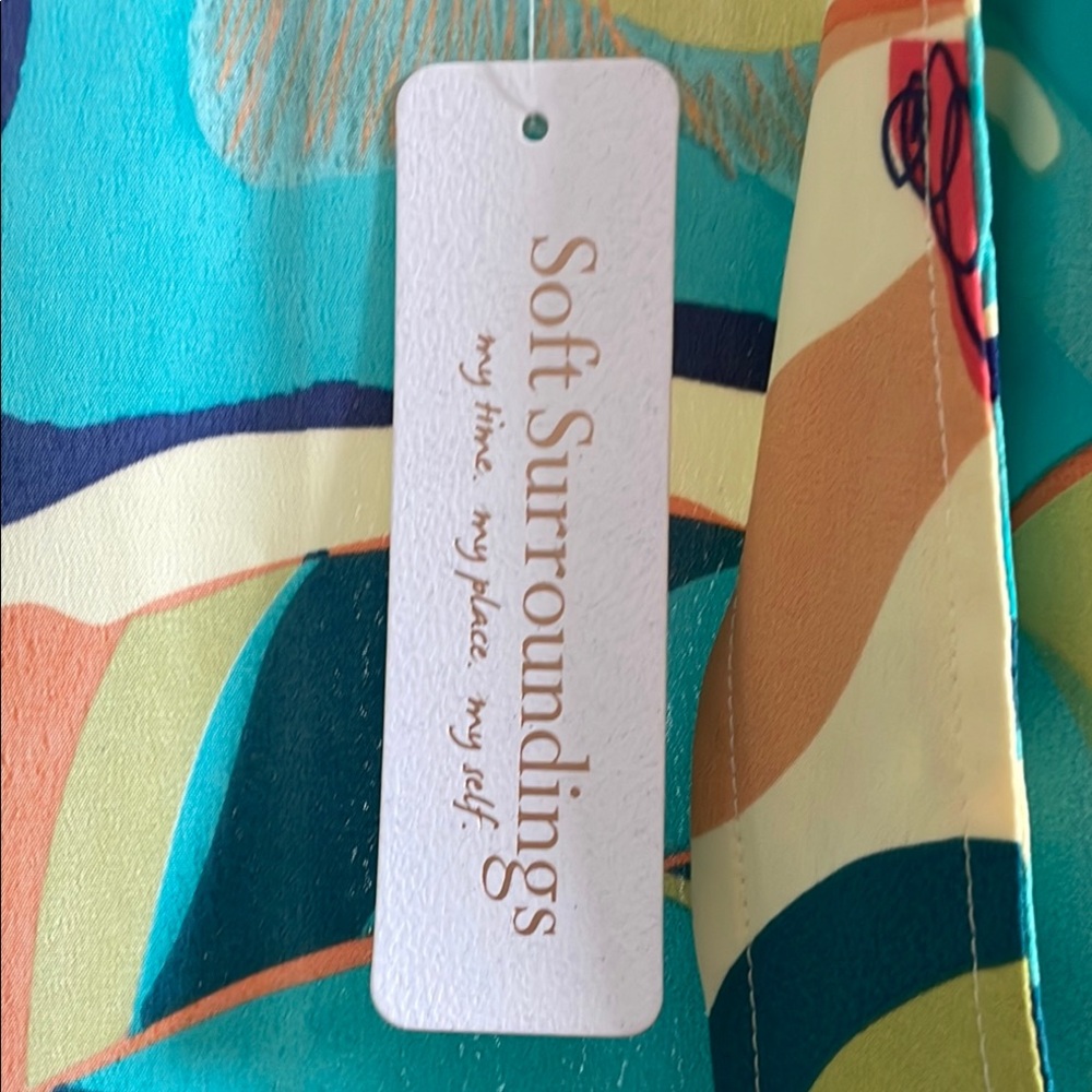 NEW….Soft Surroundings Multicolor Tropical caftan / open cardigan - Picture 5 of 7